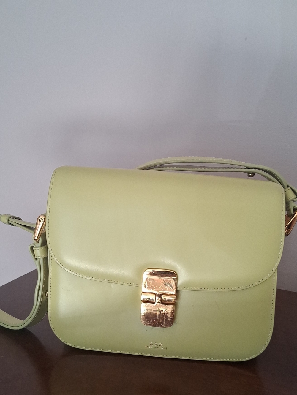 A.P.C Grace Green Leather Crossbody Shoulder Bag Small